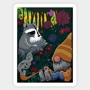 Gnomer and raccoon Sticker